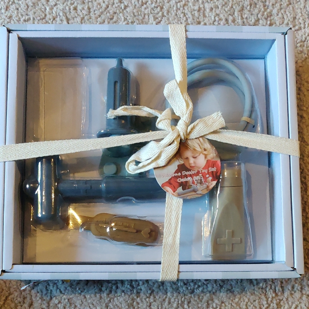 New!Charlie & Aria Silicone Children's Doctor Toy Set in Blue and Tan